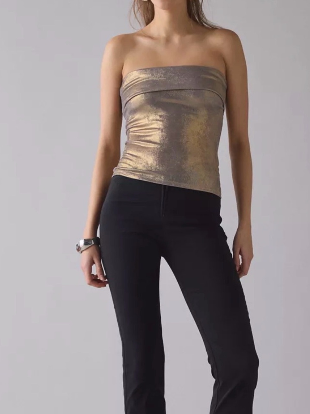 Urban Outfitters Metallic Gold Strapless Tube Top
